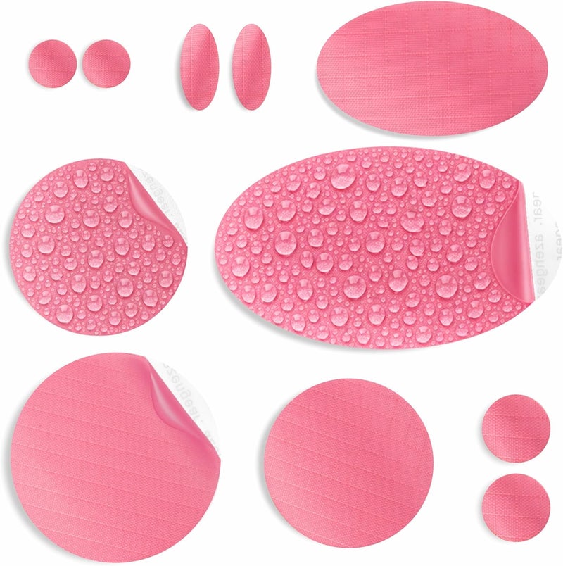 aZengear Repair Patches for Jackets, Tent, Shoe Toe, Air Mattress, Inflatables, PVC Gear - Waterproof, Self-Adhesive, Tear-Cold-Heat-Resistant, Down Puffer Coat (11 Pcs, Pink) - Image 1